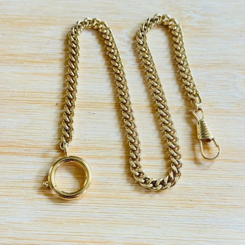 VTG Gold Plated Watch Fob Victorian Style‎ Signed Curved Weath Link 13